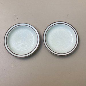 Buffalo China Restaurant Ware Set of 2 Speckled Brown Stipe Band Bread Plates